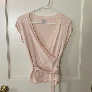 J.Crew Pink Short Sleeve Wrap Sweater, XS.
